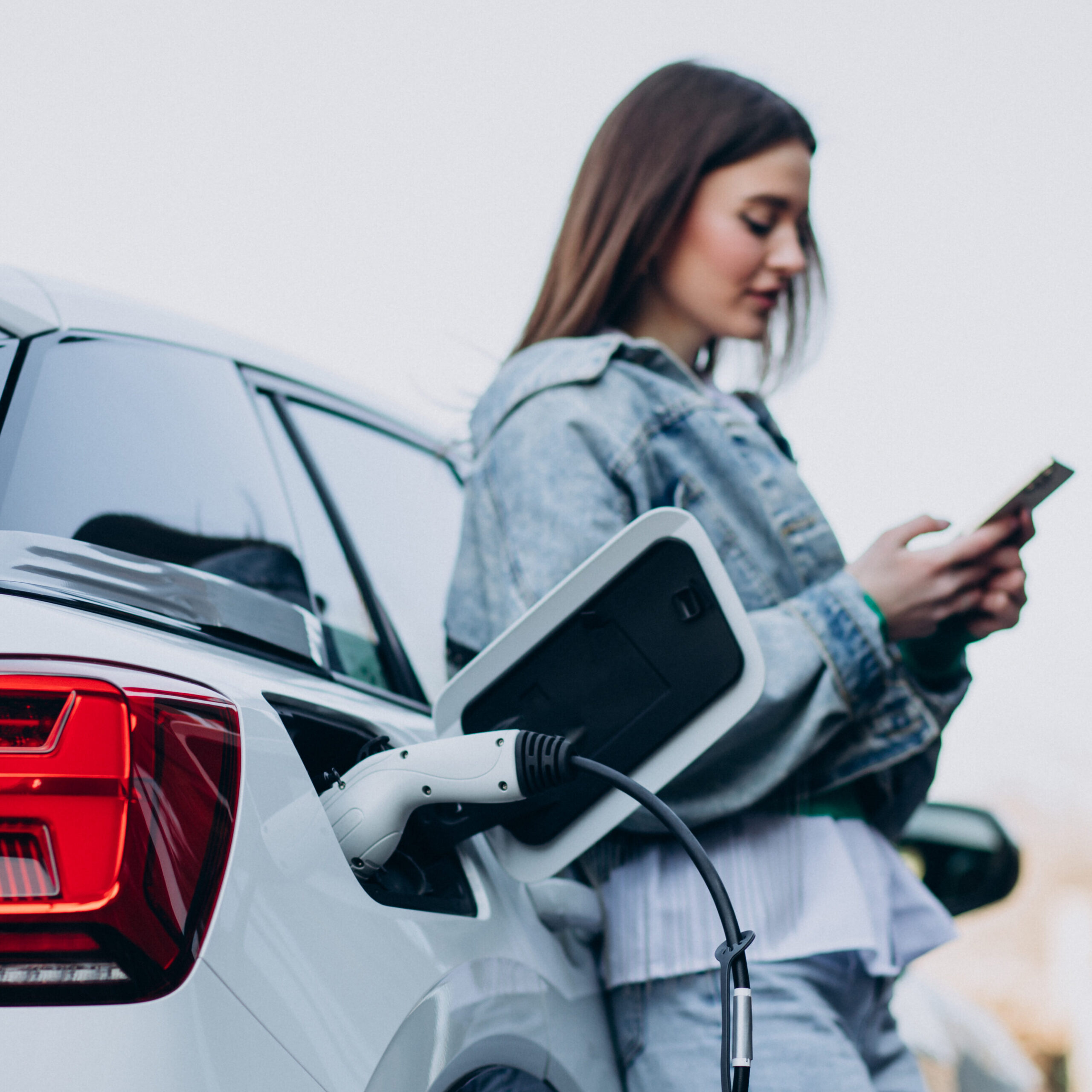 une femme charge sa voiture